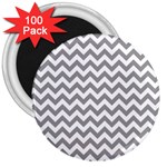 Medium Grey & White Zigzag Pattern 3  Magnet (100 pack) Front