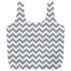 Medium Grey & White Zigzag Pattern Full Print Recycle Bag (xl) by Zandiepants