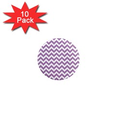Lilac Purple & White Zigzag Pattern 1  Mini Magnet (10 Pack)  by Zandiepants