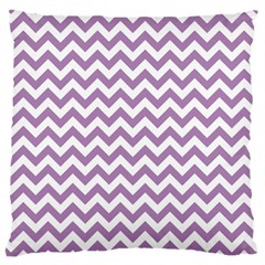 Lilac Purple & White Zigzag Pattern Large Flano Cushion Case (one Side) by Zandiepants