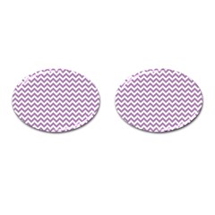 Lilac Purple & White Zigzag Pattern Cufflinks (oval) by Zandiepants