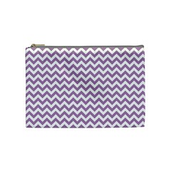 Lilac Purple & White Zigzag Pattern Cosmetic Bag (medium) by Zandiepants