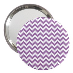 Lilac Purple & White Zigzag Pattern 3  Handbag Mirror by Zandiepants