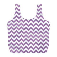 Lilac Purple & White Zigzag Pattern Full Print Recycle Bag (l) by Zandiepants