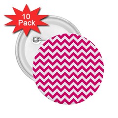Hot Pink & White Zigzag Pattern 2 25  Button (10 Pack) by Zandiepants
