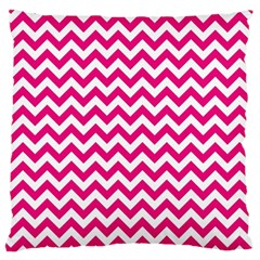 Hot Pink & White Zigzag Pattern Large Flano Cushion Case (one Side) by Zandiepants