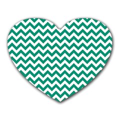 Emerald Green & White Zigzag Pattern Heart Mousepad by Zandiepants