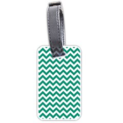 Emerald Green & White Zigzag Pattern Luggage Tag (one Side) by Zandiepants