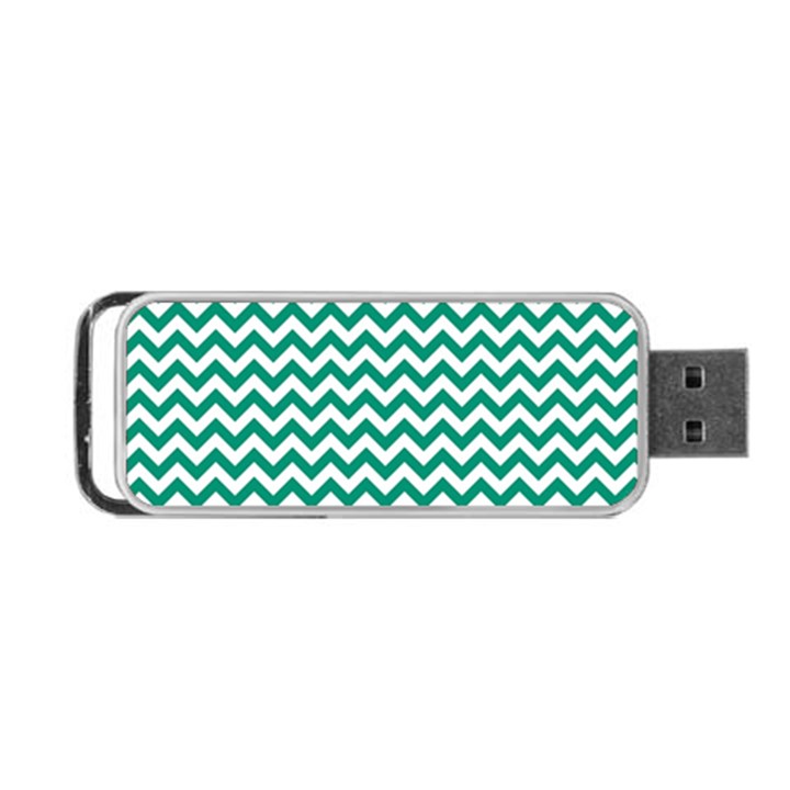 Emerald Green & White Zigzag Pattern Portable USB Flash (Two Sides)