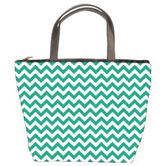 Emerald Green & White Zigzag Pattern Bucket Bag by Zandiepants