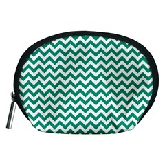 Emerald Green & White Zigzag Pattern Accessory Pouch (medium) by Zandiepants