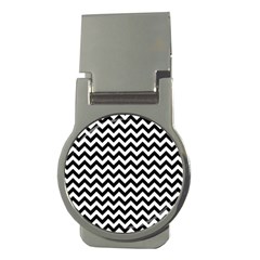 Black & White Zigzag Pattern Money Clip (round) by Zandiepants