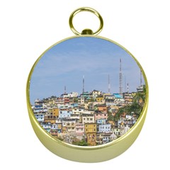 Cerro Santa Ana Guayaquil Ecuador Gold Compasses by dflcprints