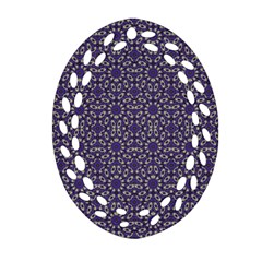 Stylized Floral Check Oval Filigree Ornament (2-side) 