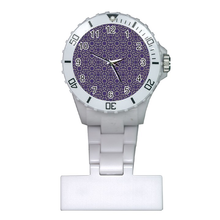 Stylized Floral Check Plastic Nurses Watch