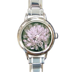 White Flower Round Italian Charm Watch