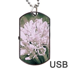 White Flower Dog Tag Usb Flash (one Side)