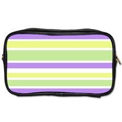Yellow Purple Green Stripes Toiletries Bags by BrightVibesDesign