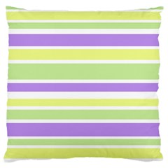 Yellow Purple Green Stripes Large Cushion Case (one Side) by BrightVibesDesign