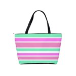 Pink Green Stripes Shoulder Handbags Back