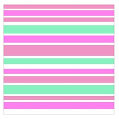 Pink Green Stripes Large Satin Scarf (square) by BrightVibesDesign