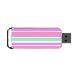 Pink Green Stripes Portable Usb Flash (one Side)