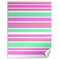 Pink Green Stripes Canvas 12  X 16   by BrightVibesDesign