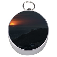 Sunset Scene Landscape Aerial View In Guayaquil From Cerro Del Carmen Silver Compasses by dflcprints