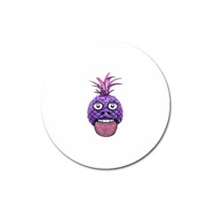 Funny Fruit Face Head Character Magnet 3  (round) by dflcprints