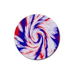 Groovy Red White Blue Swirl Rubber Round Coaster (4 Pack)  by BrightVibesDesign