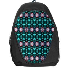 Fancy Teal Red Pattern Backpack Bag by BrightVibesDesign