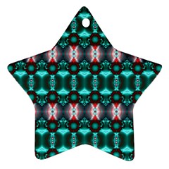 Fancy Teal Red Pattern Ornament (star)  by BrightVibesDesign