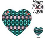 Fancy Teal Red Pattern Playing Cards 54 (Heart)  Front - DiamondJ