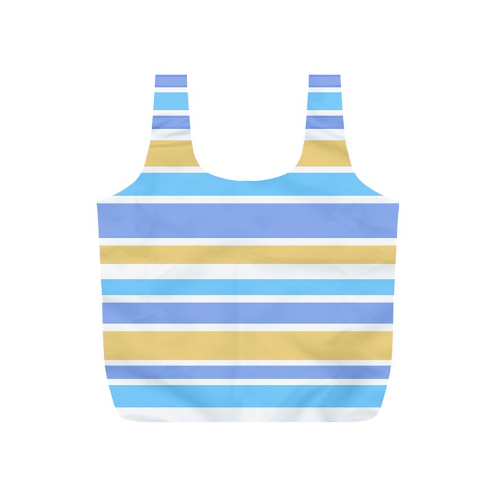 Blue Yellow Stripes Full Print Recycle Bags (S) 