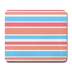 Orange Blue Stripes Large Mousepads by BrightVibesDesign