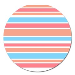 Orange Blue Stripes Magnet 5  (round)