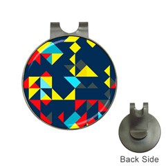 Colorful Shapes On A Blue Background                                        			golf Ball Marker Hat Clip