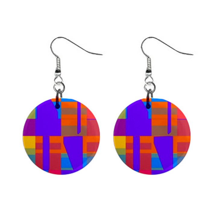 Misc colorful shapes                                           			1  Button Earrings