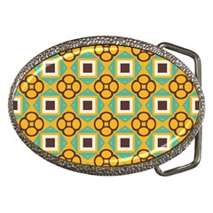 Flowers And Squares Pattern                                            			belt Buckle by LalyLauraFLM