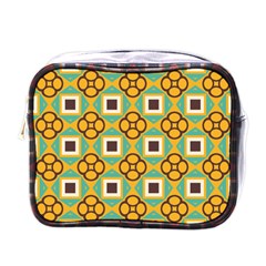 Flowers And Squares Pattern                                            			mini Toiletries Bag (one Side) by LalyLauraFLM