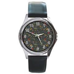 Abstract Reg Round Metal Watch