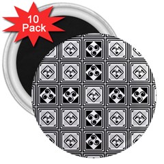 Black And White 3  Magnets (10 Pack)  by FunkyPatterns