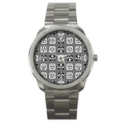 Black And White Sport Metal Watch by FunkyPatterns