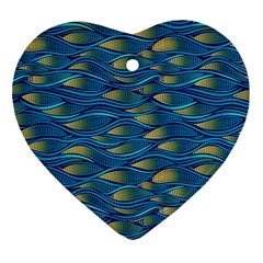 Blue Waves Ornament (heart)  by FunkyPatterns