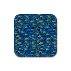 Blue Waves Rubber Coaster (square)  by FunkyPatterns