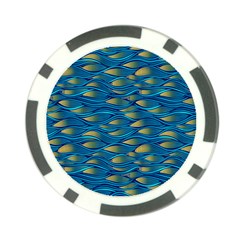 Blue Waves Poker Chip Card Guards by FunkyPatterns