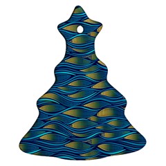 Blue Waves Christmas Tree Ornament (2 Sides) by FunkyPatterns