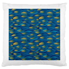 Blue Waves Large Cushion Case (two Sides) by FunkyPatterns