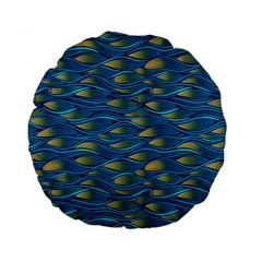 Blue Waves Standard 15  Premium Round Cushions by FunkyPatterns