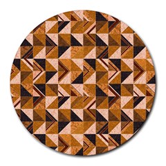 Brown Tiles Round Mousepads by FunkyPatterns